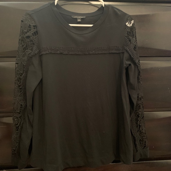 Banana Republic Tops - Banana Republic Black Longsleeve w/ lace sleeves